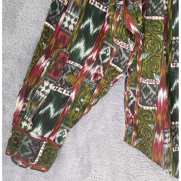 Trader Bay Shirt Mens Medium Southwestern Button Up Long Sleeve 90s Vintage - Picture 9 of 10
